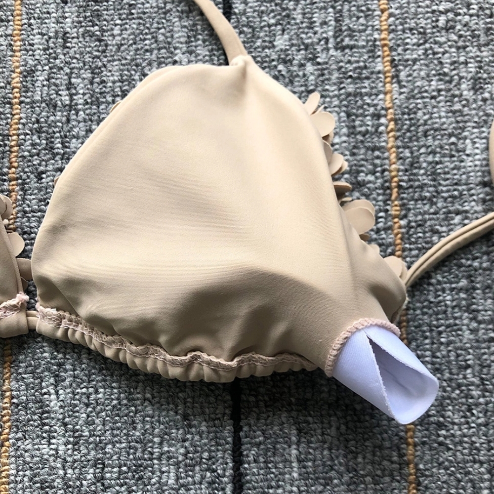 New Sexy 3D Flowers Brazilian Triangle Bikini Set - Picture 5 of 11